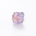 Pink millennium rose cut zircon stud earring with silver titanium steel screw back - Purple Haze