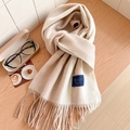 Écharpe classique 100 % laine beige et blanche avec franges et étiquette bleue de qualité - Standard Anglais-40# Crème Glacée Lait Camel