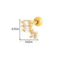 Gold screw-back ear stud with geometric triple rectangle and round zircon stones - Stacked Geometric (0180-8# Gold)