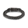 Pulsera vintage de acero de titanio con cadena trenzada y cierre de palanca industrial - Estilo Tejido de Metal Retro (KB123280-KFC) / Plata Antigua
