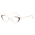 Occhiali cat-eye in metallo dorato con accenti marrone scuro e borchie sottili - Oro Marrone