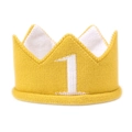 Yellow knit baby crown headband with white number one for first birthday photography - Yellow (Number 1)