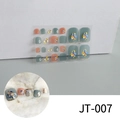 Detail of JT-007 3D toe nail stickers with gold foil, shell shards and morandi colors - Blue Grey Coral Pink Gold Foil Flower (JT-007)