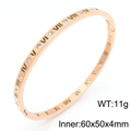 Brazalete de titanio oro rosa con números romanos y cristales en tamaño 60x50mm - Estilo de 4mm de Ancho Con Diamante (KB190302-GC) / Oro rosa