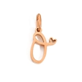 Polished rose gold stainless steel letter C pendant with small heart charm detail - Letter O / Rose Gold
