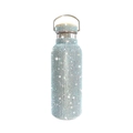 Luxurious light blue rhinestone double-wall insulated water bottle with handle - Blue