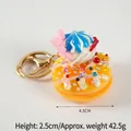 Mini yellow donut keychain with blue cream, heart decor and golden lobster clasp - D12 Yellow - Gold 8-clasp