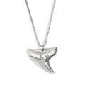 Collana in acciaio inossidabile argento lucido con un pendente a forma di dente di squalo - Collana con Ciondolo Razza Manta (N3444) / Color Acciaio