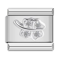 Italian modular stainless steel bracelet link with silver clover and crystals - Silver Glossy Gem