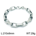 Polished stainless steel rectangular link chain bracelet measuring 210x9mm and 29g weight - Steel Color Bracelet (KB153345-Z)