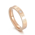 Minimalist 18k rose gold plated ring with roman numeral engravings and inlaid crystals - Rose Gold (KR103517-GC)
