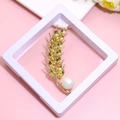 Elegant gold wheat brooch with yellow crystal and pearl in a white display gift box - XZ091-Yellow Diamond Wheat-Boxed