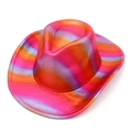Holographic gradient pink and blue cowboy hat with metallic finish for parties - One Size / Pink Orange Blue Gradient (4#)