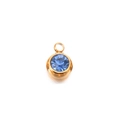 6mm gold stainless steel charm pendant featuring a vibrant sky blue birthstone inlay - Peacock Blue - Gold
