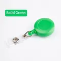 Retractable badge reel in solid green plastic with clear PVC strap and metal button - Green