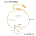 Bracciale in acciaio inossidabile dorato con ciondolo a cuore in zirconi, 16+5cm - Bracciale Micro Intarsio Zirconia CNC Oro (TXE160)