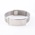 Bracelet en maille d'acier argenté avec gravure Notre Père et motif de croix - Couleur Acier