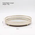 Nordic gold jewelry tray with mirrored base and vertical ribbed edge diameter 25cm - Large Striped Pattern Tray