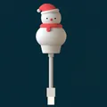 Cute 3D snowman silicone USB cable protector with red Christmas hat and scarf - Remote Control - Snowman