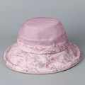 Pink silk floral sun hat with mesh crown and nature pattern brim for summer travel - M(56-58cm) / Pink