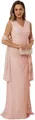 Elegant pink sleeveless V-neck chiffon evening gown with matching shawl and waist ruffles - US size 2 / Top And Bottom / As Shown