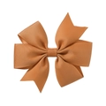 Classic ginger grosgrain ribbon hair bow clip with handmade multi-layer pleated texture - Ginger