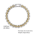 Two-tone silver and gold stainless steel watch band link bracelet for men - Two-Tone Gold/Silver 21cm Length 0.87cm Width