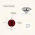 S925 sterling silver necklace featuring 8mm round red zircon pendant with VVS1 clarity - 2ct Red Zircon Necklace
