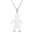 Poliertes Edelstahl-Halskette in Silber mit einem minimalistischen Jungen-Anhänger - Silber Abstrakt Jungen Silhouette Stil (KP16032)