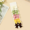 Set of 5 colorful grosgrain ribbon bow hair clips in white, green, pink, yellow, and brown - Off-white Green Pink Yellow Dark Brown (#18)
