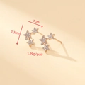 Sparkling S925 rose gold star stud earrings with cubic zirconia and size details - Rose Gold Star Curved Style