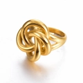 Elegant gold knot ring made of stainless steel with a minimalist twisted design - US 7 / Gold 2-Stereo Knot