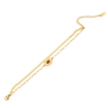 Double-layered golden stainless steel bracelet with snake chain and oval stone pendant - Vintage Oval Pendant Style (5#)