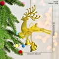 Sparkling gold reindeer Christmas tree ornament with bell bow for festive party decor - Gold