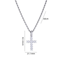 Titanium cross necklace with clear cubic zirconia and 60cm rope chain dimensions - 60cm Twist Chain Silver (A327)