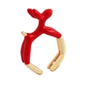 Adjustable copper balloon dog ring in vibrant red enamel and gold-plated finish - Red - Balloon Dog