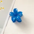 Blue gradient translucent plumeria flower hair claw clip in a minimalist 5-petal design - Royal Blue [4cm Mini]