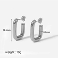 Détails des dimensions de boucles d'oreilles en U argentées de 24,5 mm de hauteur - Boucles d'oreilles polies argentées en forme de U (TKR178-S)
