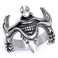 Anello gotico con demone in acciaio inossidabile argento-nero vintage per uomo e donna - US 7 / Argento Antico