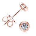 Classic 6-prong round D-color moissanite stud earrings in rose gold plated silver - Saucer Shape / 0.1 Carat * 2 / Rose Gold