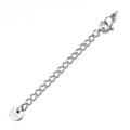 Bright silver stainless steel extension chain with lobster clasp and S.Steel round tag - Silver Round Tag