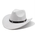 Detailed view of silver star rivets on the brown band of a white felt cowboy hat - M (56-58cm) / White