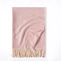 Pink herringbone scarf with fringes, soft cashmere-like fabric in sweet macaron solid color - One Size / Rose Pink