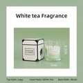 White Tea scented candle in glass jar with sage and woody notes in white box - Large White Tea - Green