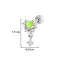 Stainless steel heart cartilage stud featuring opal center and zircon halo detail - Crown Heart Pendant Style (921-12# Silver)