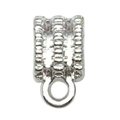 Silver alloy 4mm large hole bail bead with textured finish and loop for DIY jewelry - Bright Silver Connector 10x6mm (Hole 4mm)