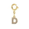 Gold titanium steel double necklace with crystal encrusted D letter pendant and spring clasp - Letter Pendant-D