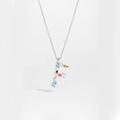 Sterling silver letter f necklace featuring colorful cubic zirconia gemstones on a thin chain - Silver Letter F
