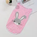 Pink and white striped pet vest with cute cartoon rabbit print for small dogs - S / Cute Rabbit