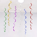 Close-up of colorful PVC spiral hanging swirls with metallic finish for festive decor - Single Swirl 6 Pcs / Multicolor